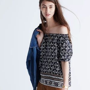 Silk Gardenhouse Off-the-Shoulder Top in Abstract Floral